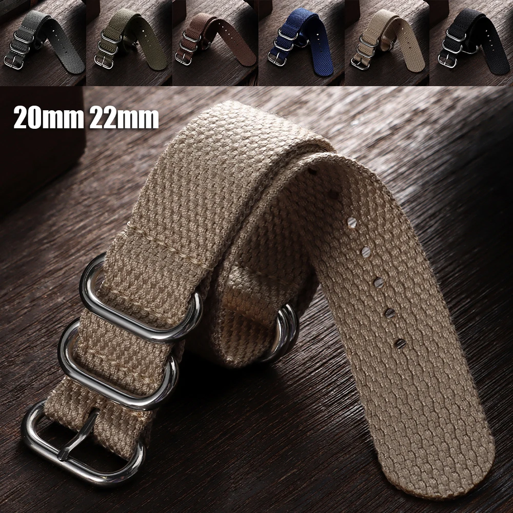 Nylon Cotton Watch Bands 20mm 22mm for Huawei Wristband Weave Woven Braid Fabric Watchstrap for Seiko Universal Men's Bracelets