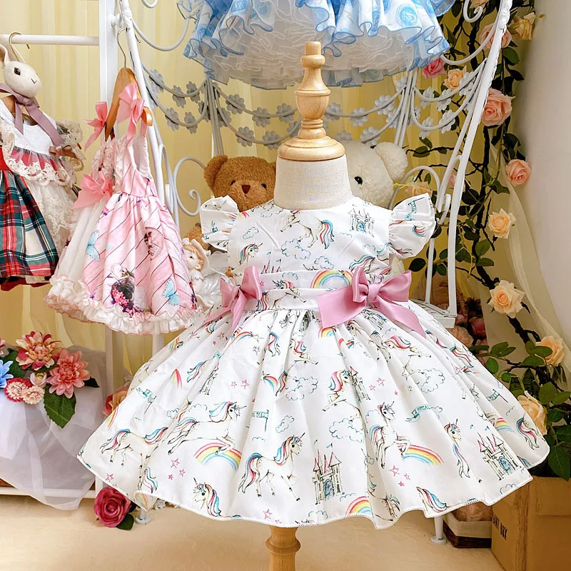 

Summer New Arrivals Spanish Vintage Unicorn Dress Princess Dress Girls Party Dress Kids Dresses for Girls Wedding Girls Gift