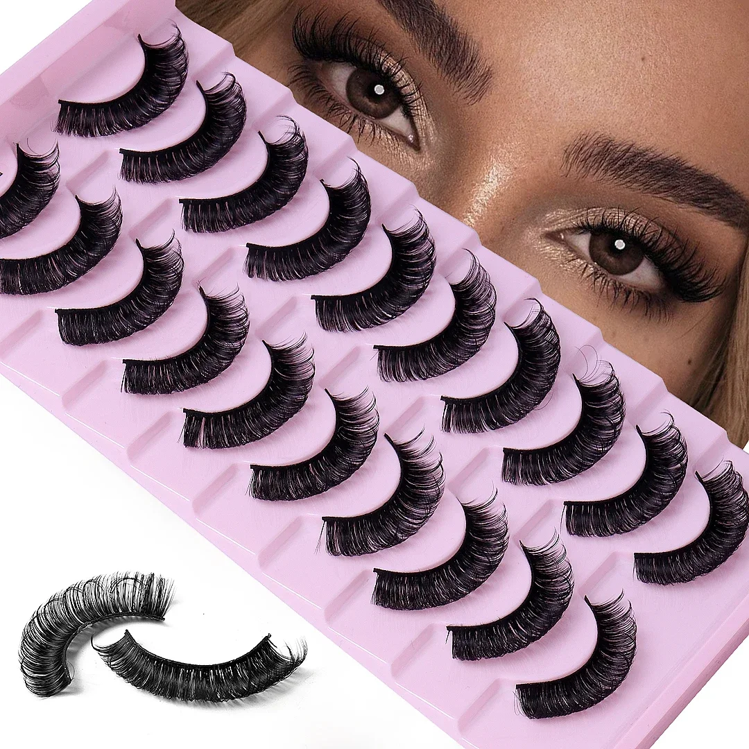 10 pares de pestañas pestañas postizas pestañas de tira rusas pestañas postizas Biche ojos extensión pestañas
