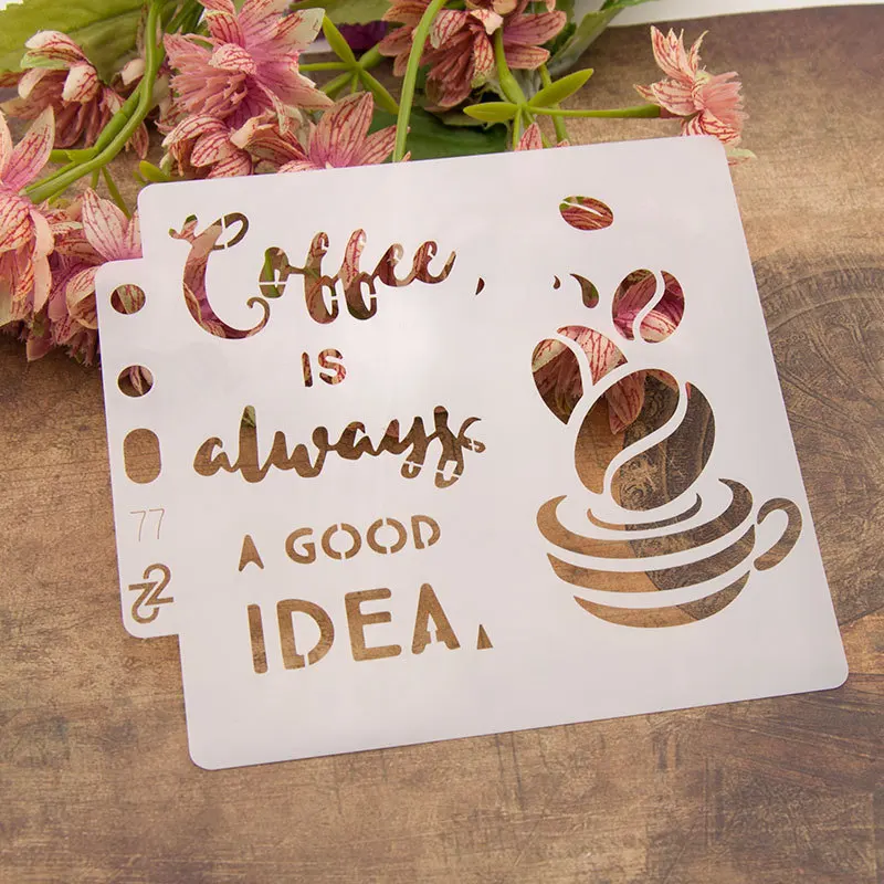 1pc Coffee Cake Spray Stencil Hollow Out Mask Template DIY Baking Cake Decor Spray Mold
