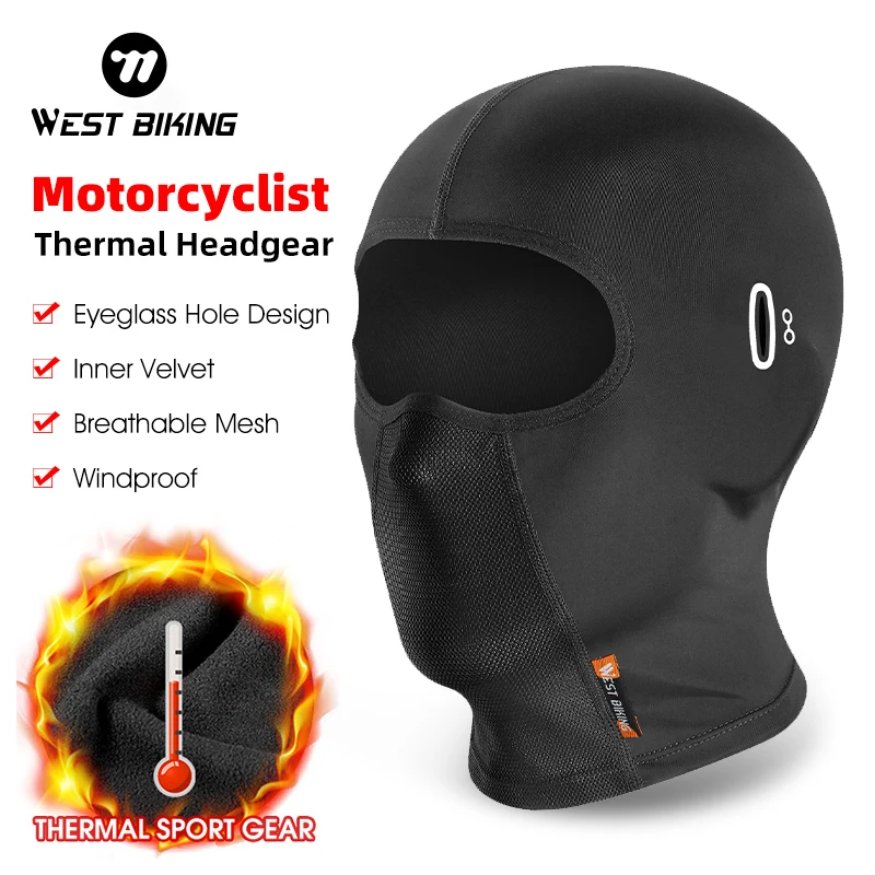 WEST BIKING Winter Motorcycle Fleece Balaclava Mask Men Cycling Caps Ski Running Hiking Hat Bicycle Windproof Thermal Sport Gear