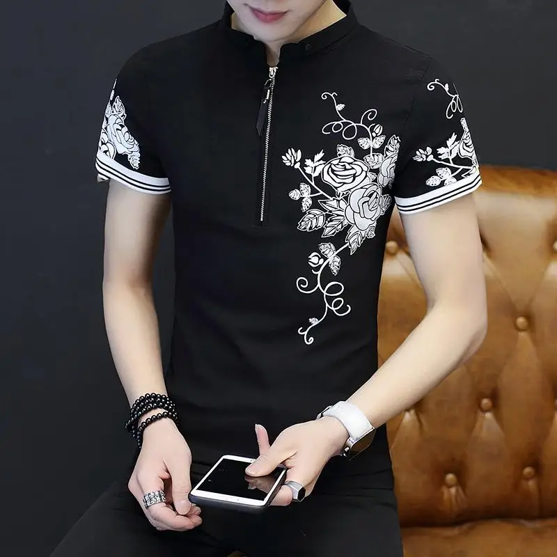 Men Polo Men Shirt Short Sleeve Polo Shirt Print Polo New Clothing Summer Streetwear Casual Fashion Men tops