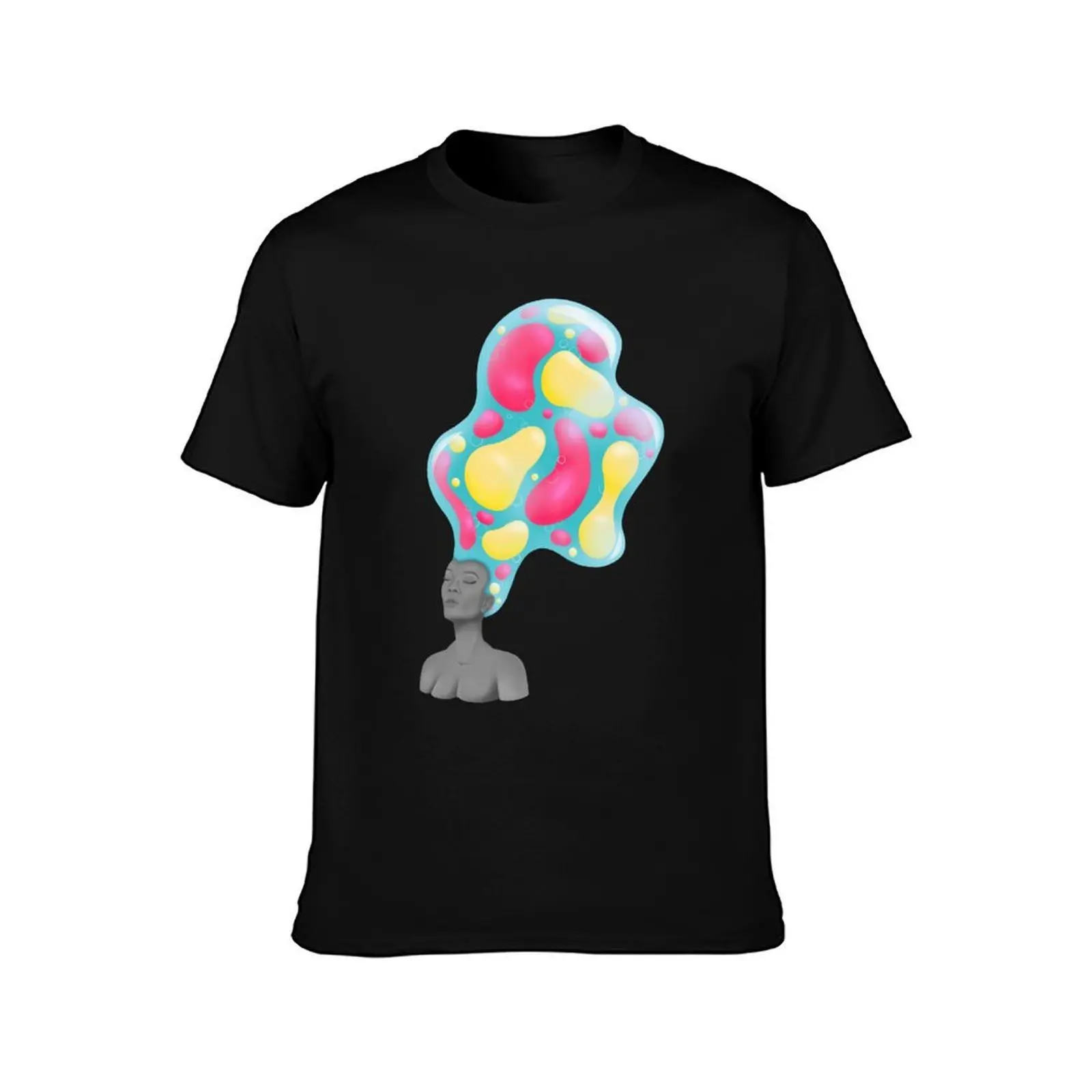 Lava Lamp Hair T-Shirt, Summer Casual Cotton Tee, Oversized Streetwear Tops, Vintage Graphic Print, Loose Fit Short Sleeve