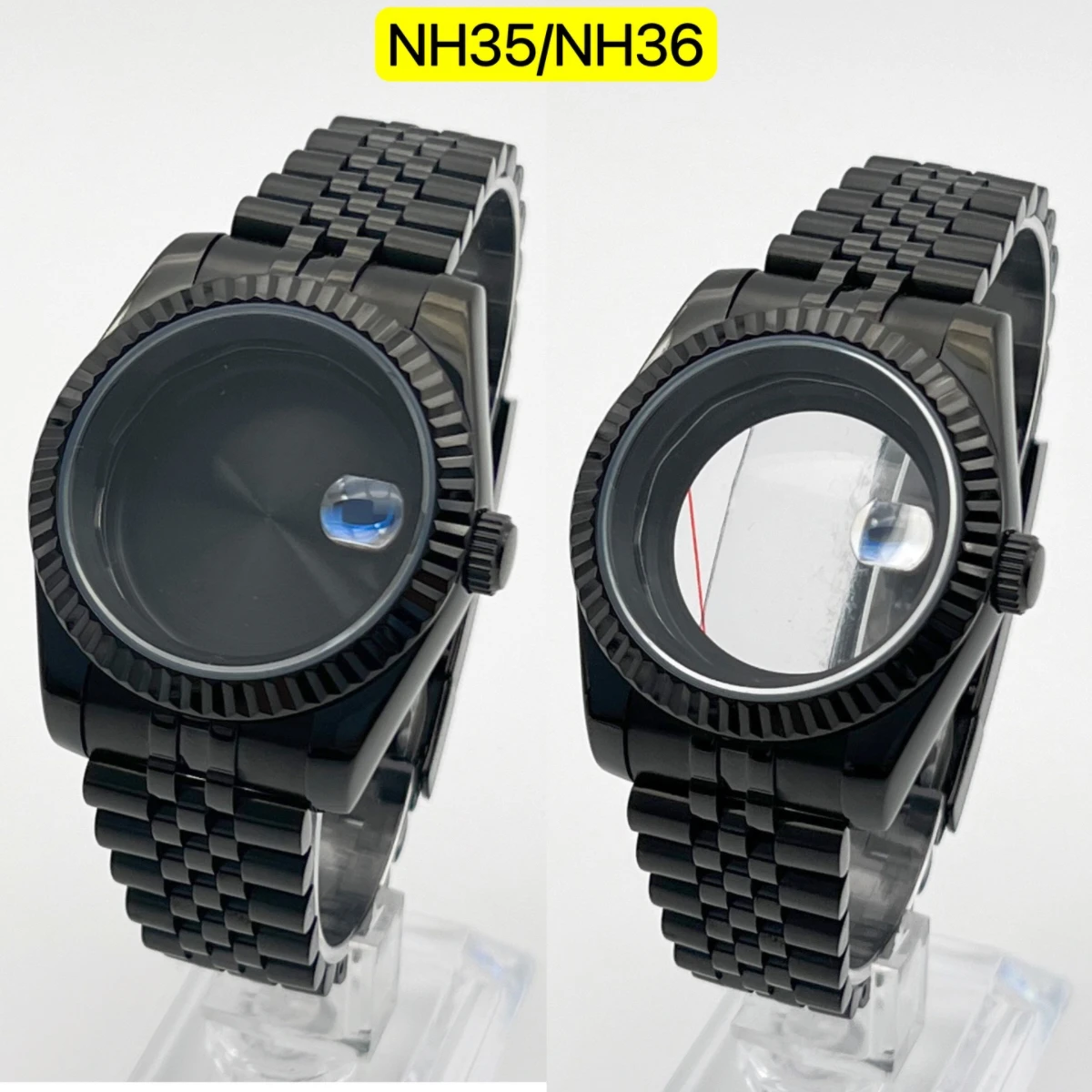 

Black electroplated case, NH35 case, Jubilee bracelet, sapphire crystal, suitable for NH35 and NH36 movements,