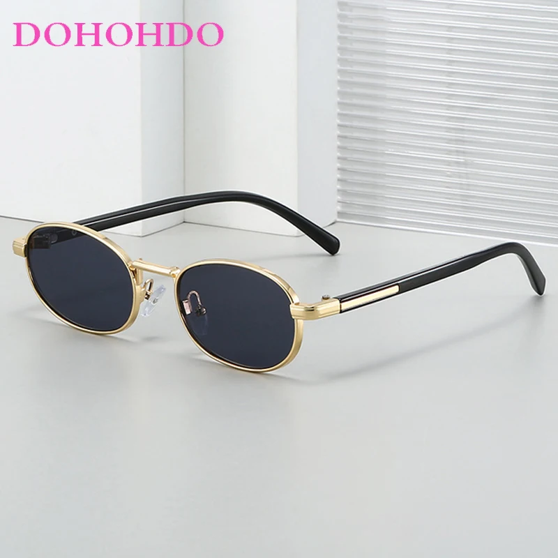 

New Luxury Vintage Small Oval Frame Mens Sunglasses Trendy Brand Design Eyewear Summer Traveling Drive Sun Glasses Ladies UV400