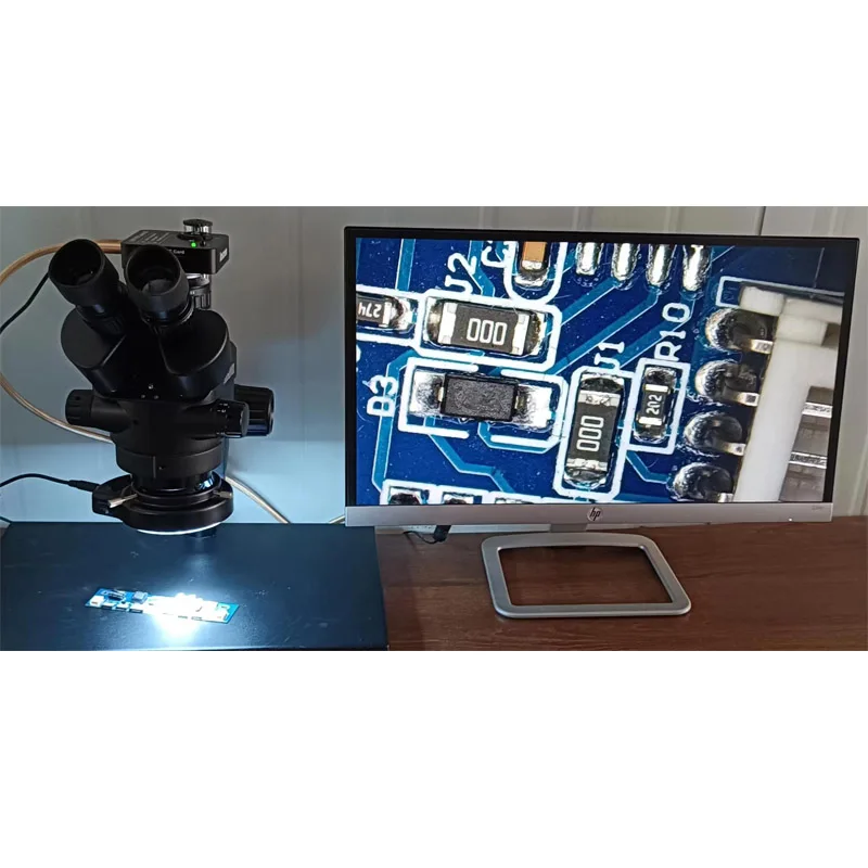 3.5X-90X Simul-Focal Stereo Microscope Single Arm Support With 51MP 2K 1080P Digital Microscopio Camera For Lab PCB Inspection