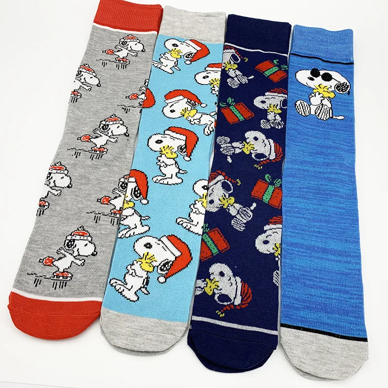 

1/2/4pcs Snoopy Socks Cartoon Men's Mid-calf Socks Cute Women's Cotton Socks Sweat Absorbent Average Size for 18-40 years