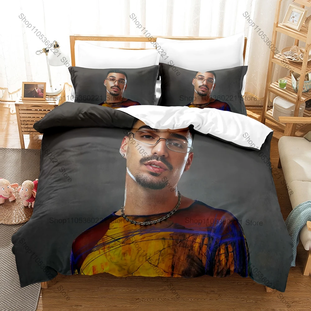 Cool Spanish Rapper Rels B Print Duvet Cover + 2 Pillowcases, Unique Music Art Soft Comfortable Bedding Set