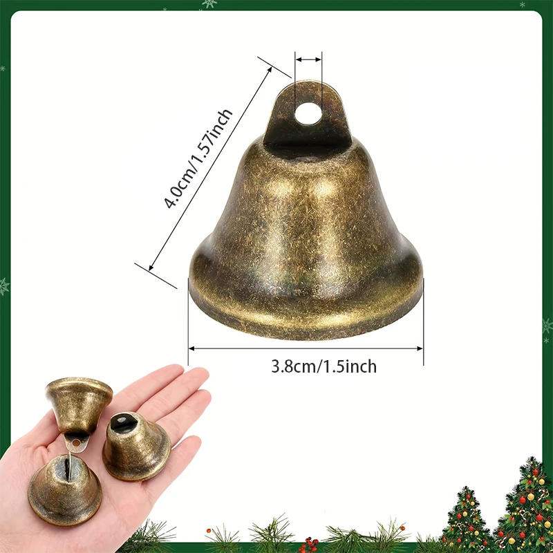 Vintage Brass Jingle Bells 38mm Small DIY Beeds Rope Crafts Kits Wind Chimes Housebreaking Dog Training Wedding Christmas Decor