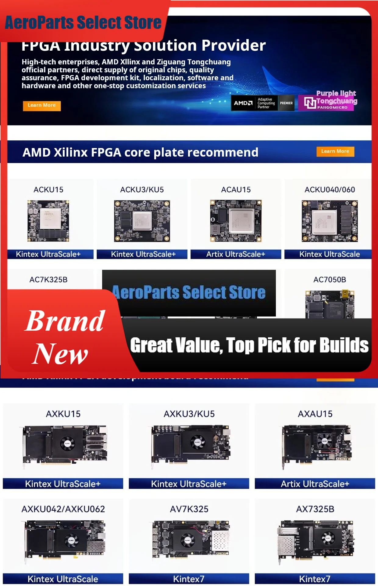 AeroPartsAlinx K100 Black Gold FPGA Core Board Unigroup Logos Kosmo2 PG2K100 ARM FPGA SoC | High-Performance Design