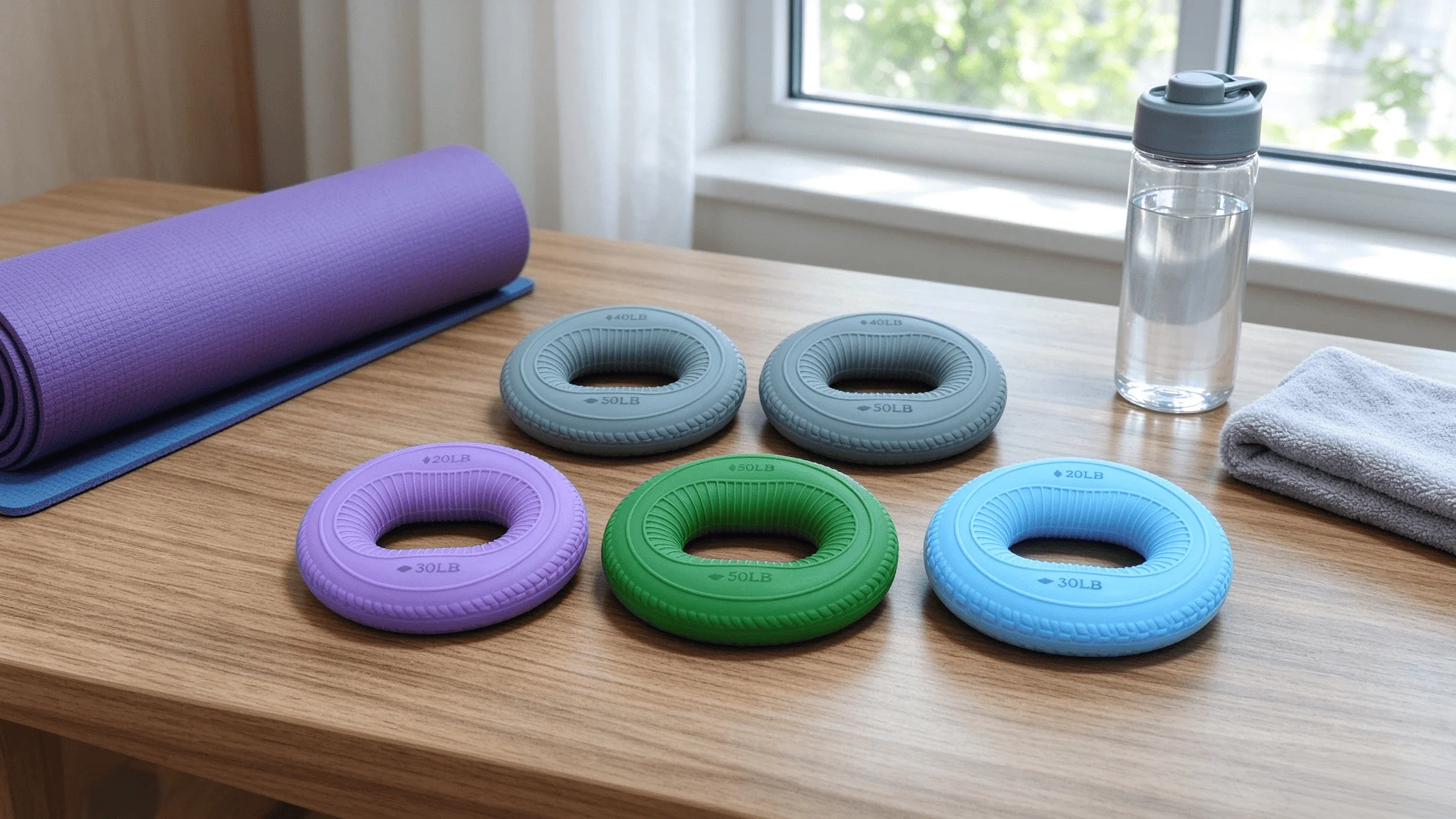 Dual Sided Silicone Hand Grip Ring 20-60LB Tire Pattern Hand Strengthener for Hand Therapy & Stress Relief