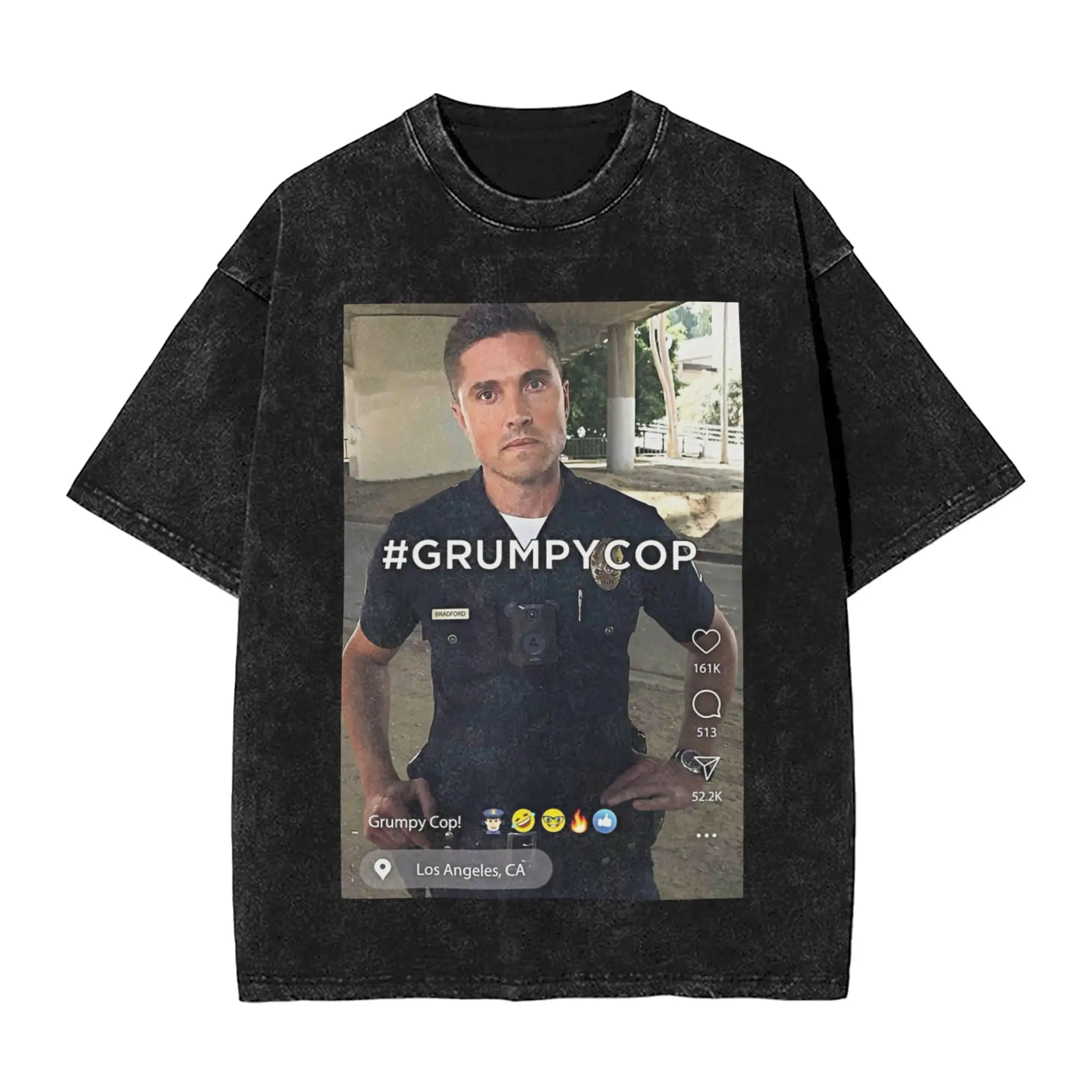 

The Rookie Grumpy Cop T Shirts Men Cotton Vintage T-Shirts Round Collar Tee Shirt Short Sleeve Clothing Gift Idea