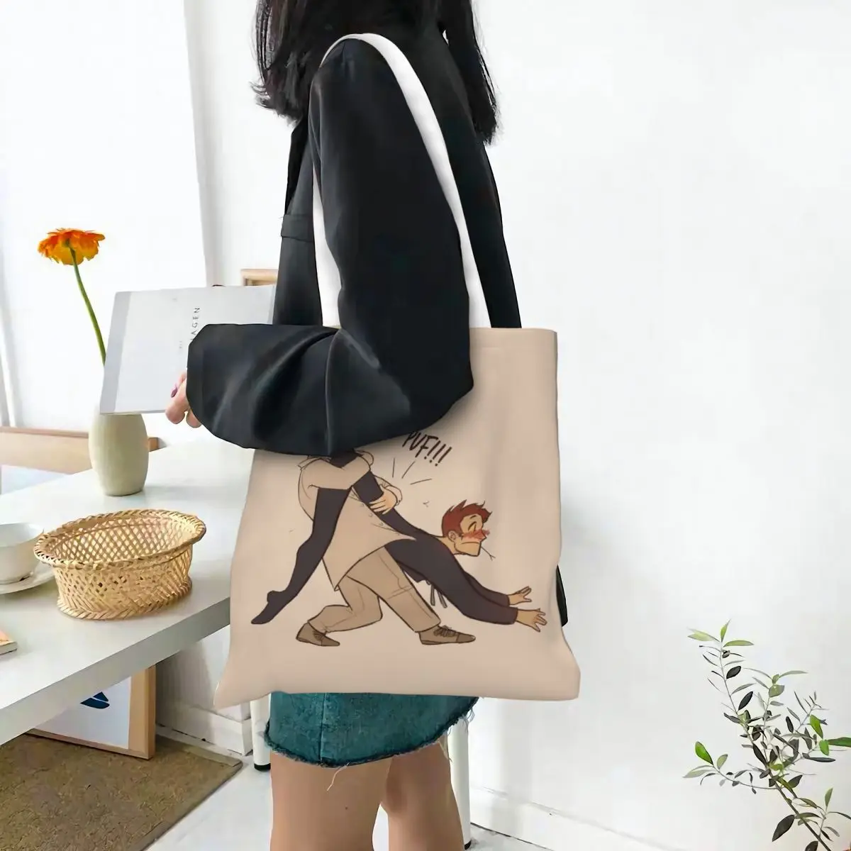 Good Omens Comedy TV Series Canvas Shopping Bag para Mulheres e Homens, Lady Handbags