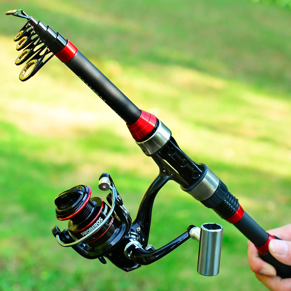 Long Cast Carbon Fiber Spinning Fishing Rod, Rod Reel Combo or Full Kit with Lures Nylon Line Tackle Bag for Sea Fishing