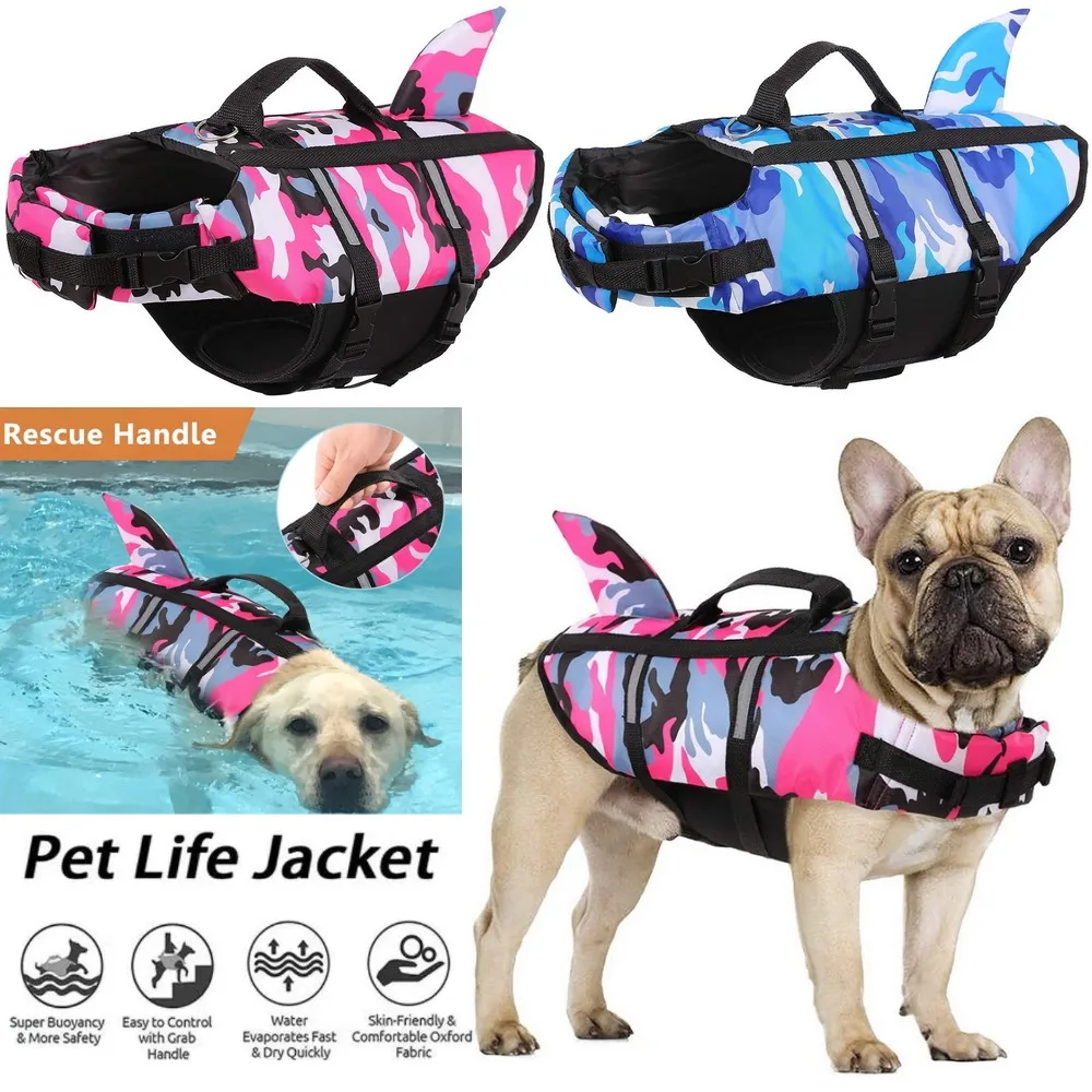 Pet Dog giubbotto di salvataggio gilet vestiti giubbotto di salvataggio collare imbracatura cane da compagnia nuoto costumi da bagno estivi vestiti