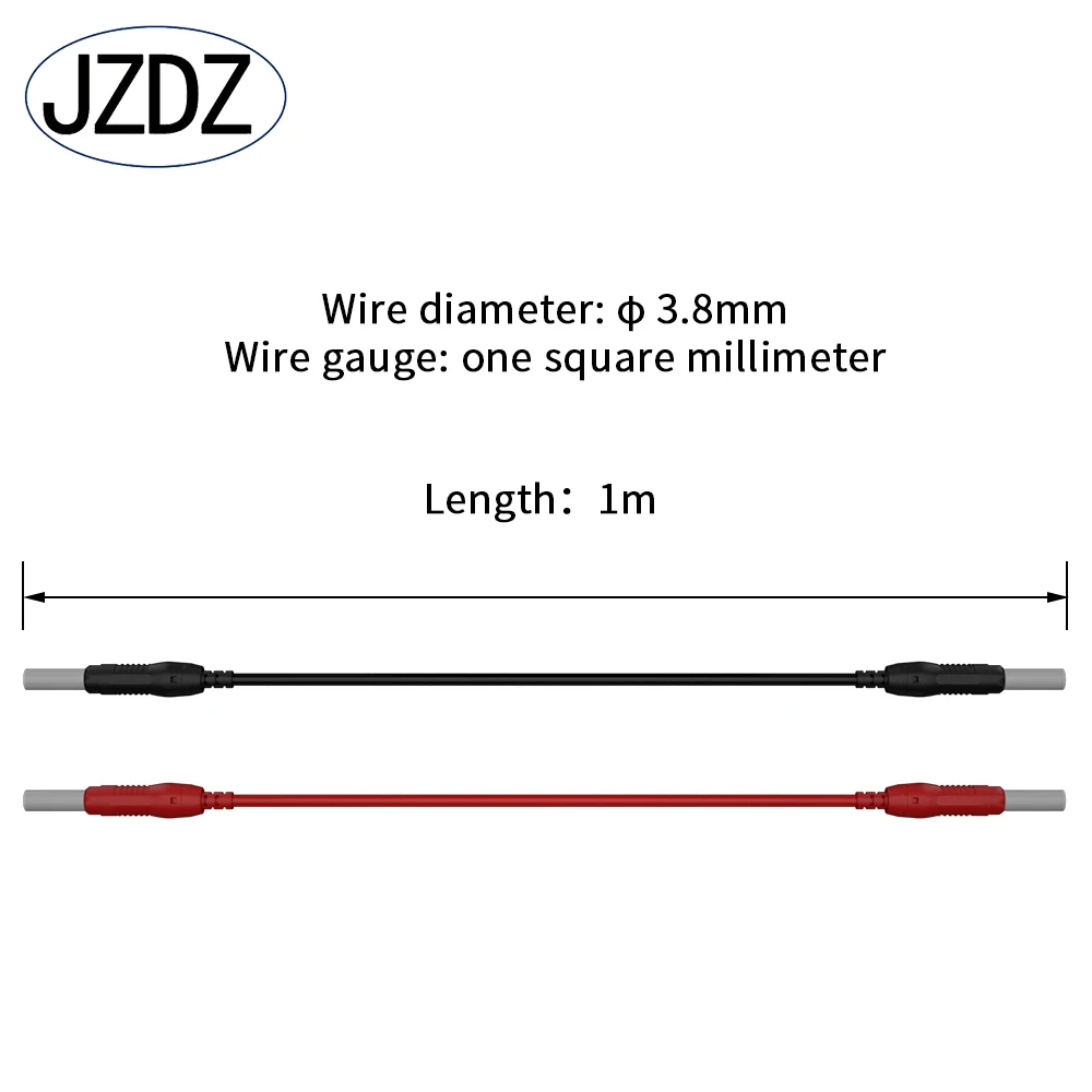 JZDZ 4MM Retractable Safety Banana Plug to Banana Plug Test Lead Red Black 1M Nickel Plated Copper Banana Plug J.70019