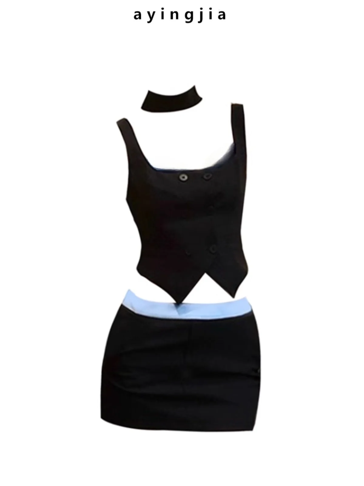 

Miu Style Hot Girl Outfit Women's Summer New Fashion Backless Strap Halter Top And Skirt Two-Piece Set