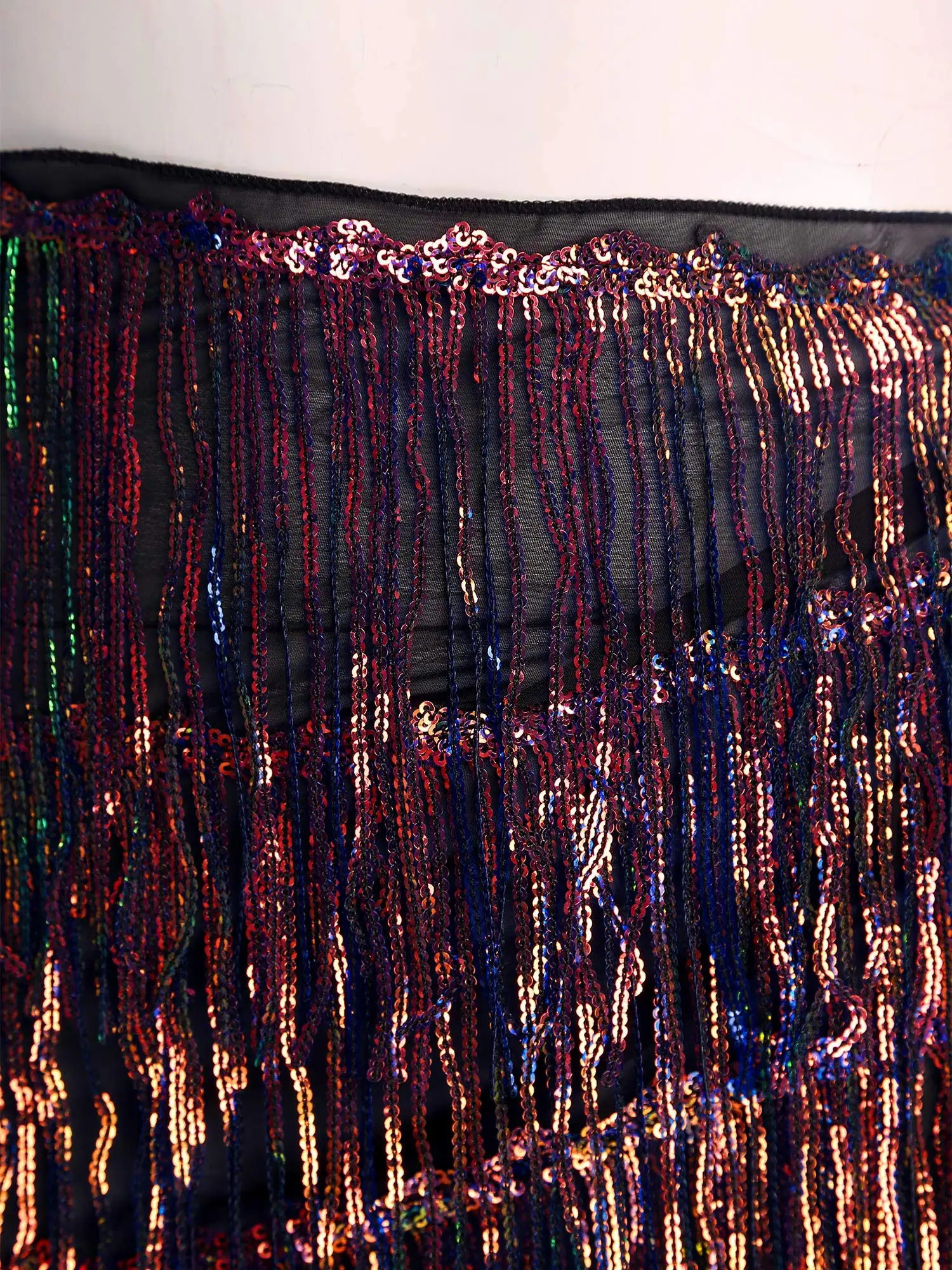 Mulheres barriga dança latina saia hip cachecol brilhante lantejoulas borla franja triângulo cintura corrente rendas saia quadril para desempenho de dança