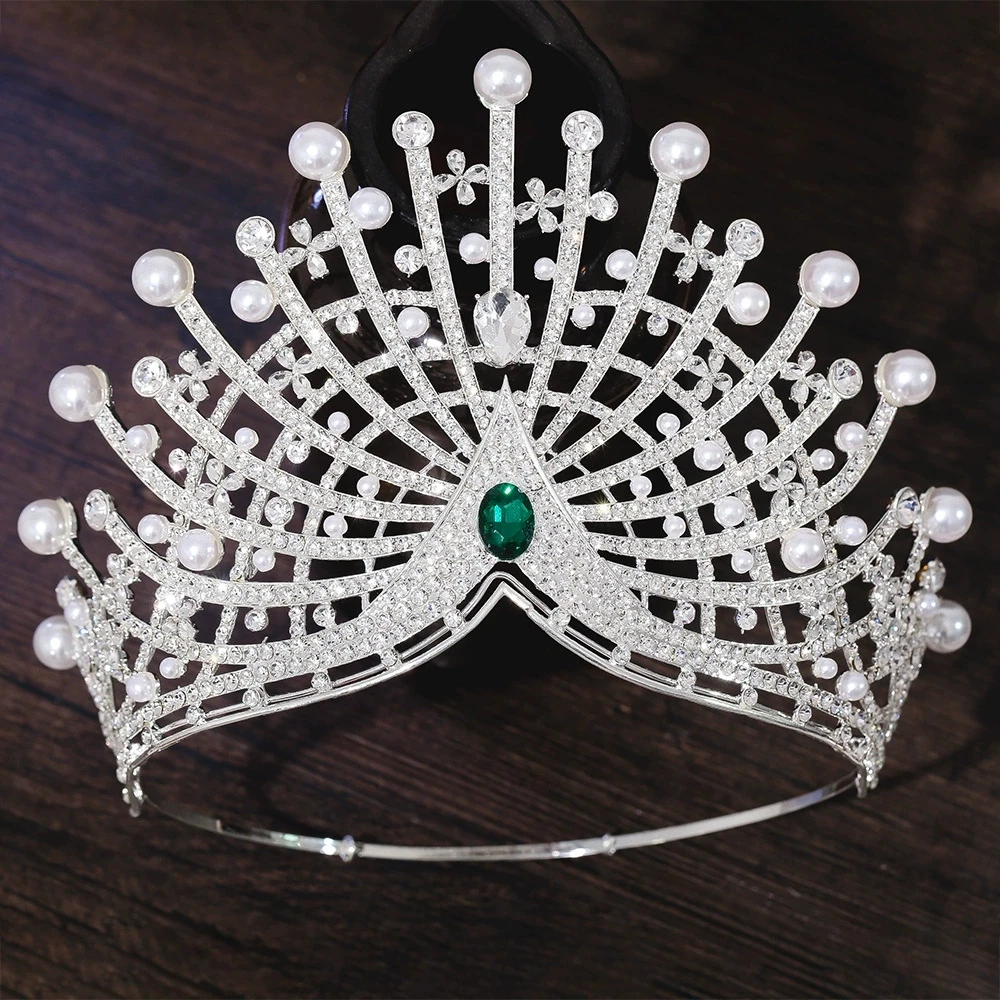 Luxury Aurora Borealis Rhinestone Star Pageant Hair Crown Adjustice Large Queen Tiara Adjustable Hair Headdress for Beauty Prom