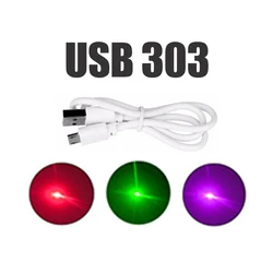 USB 303 녹색 빨간색 보라색 조명 효과 액세서리 손전등 야외 작은 도구 액세서리 높은 빔 녹색 스포트 라이트