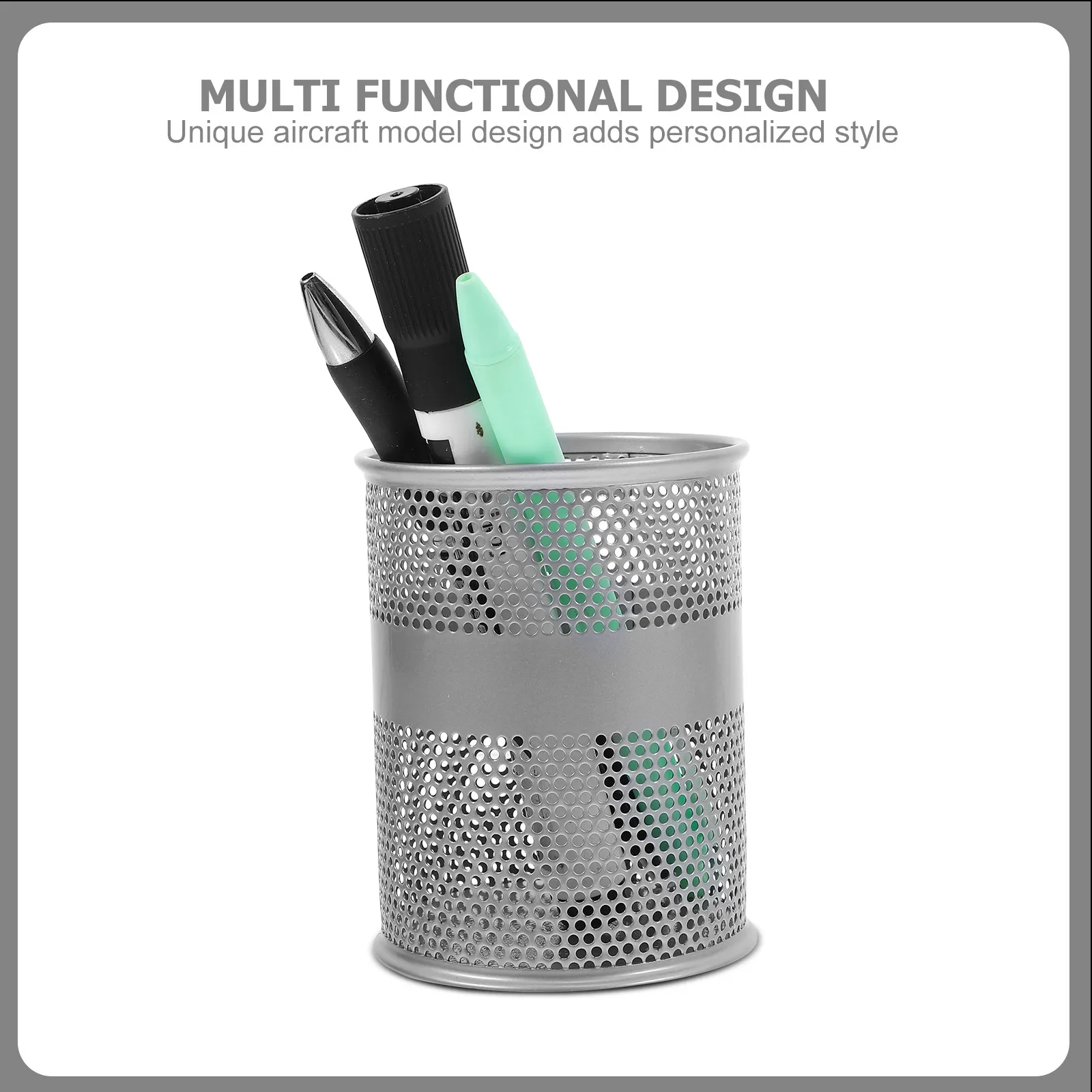 Smooth Surface Metal Mesh Pen Holder for Desk Desktop Organizer Stable Base Wear Resistant Office School Library Study Room