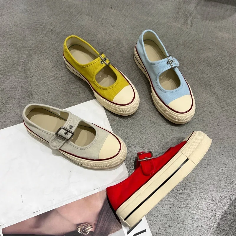 

Women's Canvas Shoes Summer New Style Versatile Thick Sole Breathable Buckle Lightweight Student Casual Shoes