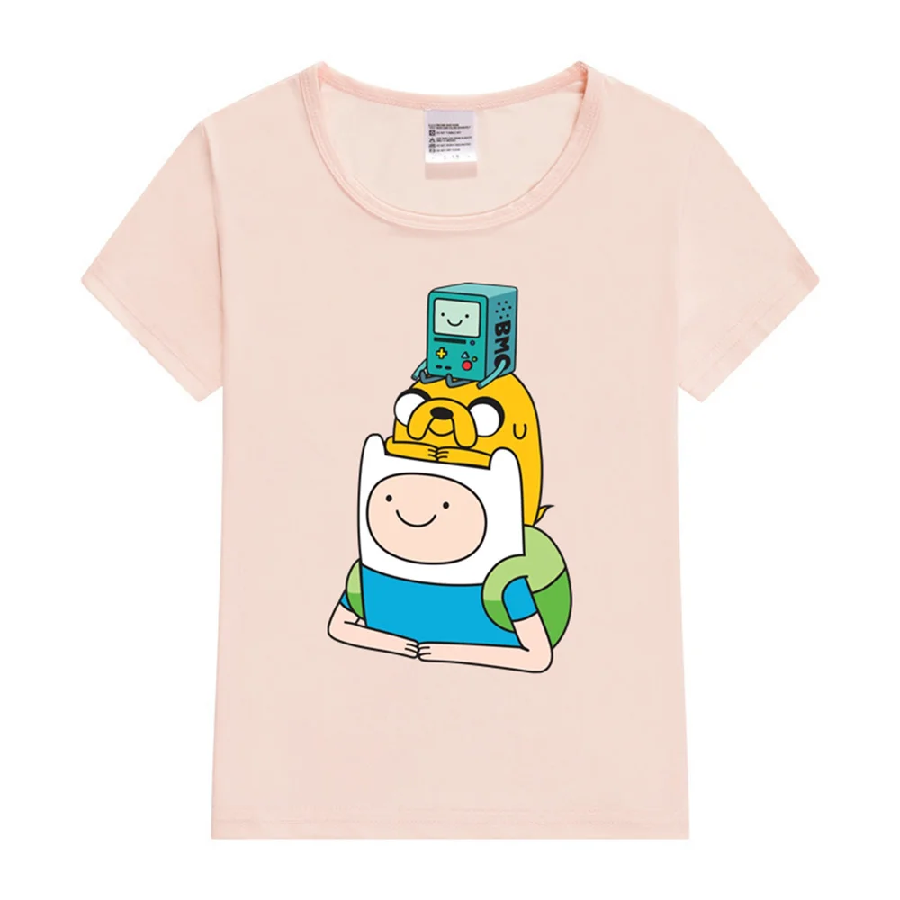 Finn Jake BMO Kids T-Shirt 2024 Girls T-Shirt Cute The Kids Print Summer Fashion Girls Clothes Short Sleeved T-Shirt Tops