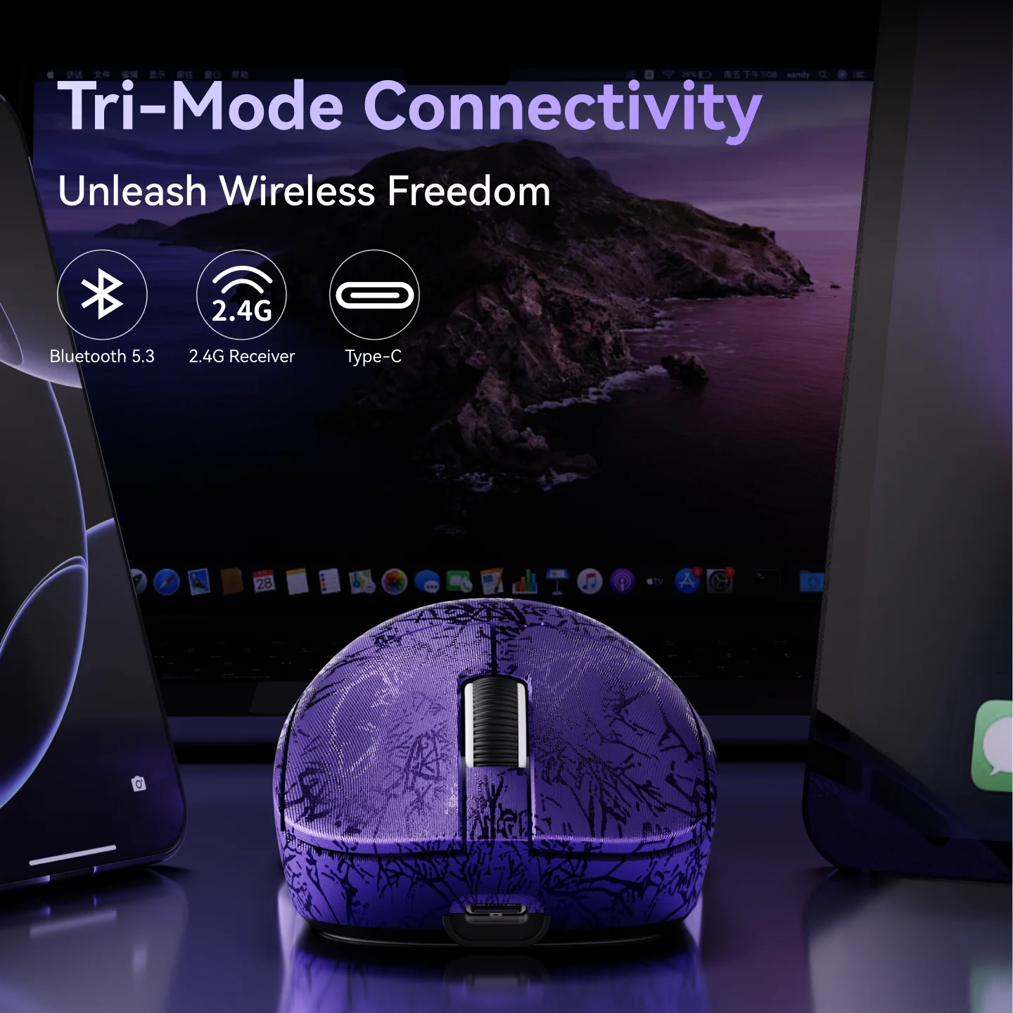SMAILWOLF RS6 wireless mouse for gaming, lightweight PAW3311 sensor, desktop computer, 80 million micro-movements