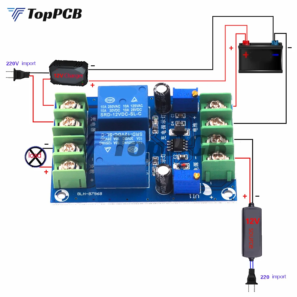 DC 12 V 10A Módulo de comutação de energia automática falha de Energia Interruptor Automático para Fonte De Alimentação Da Bateria Disjuntor De Emergência Placa De Controle De Carregamento