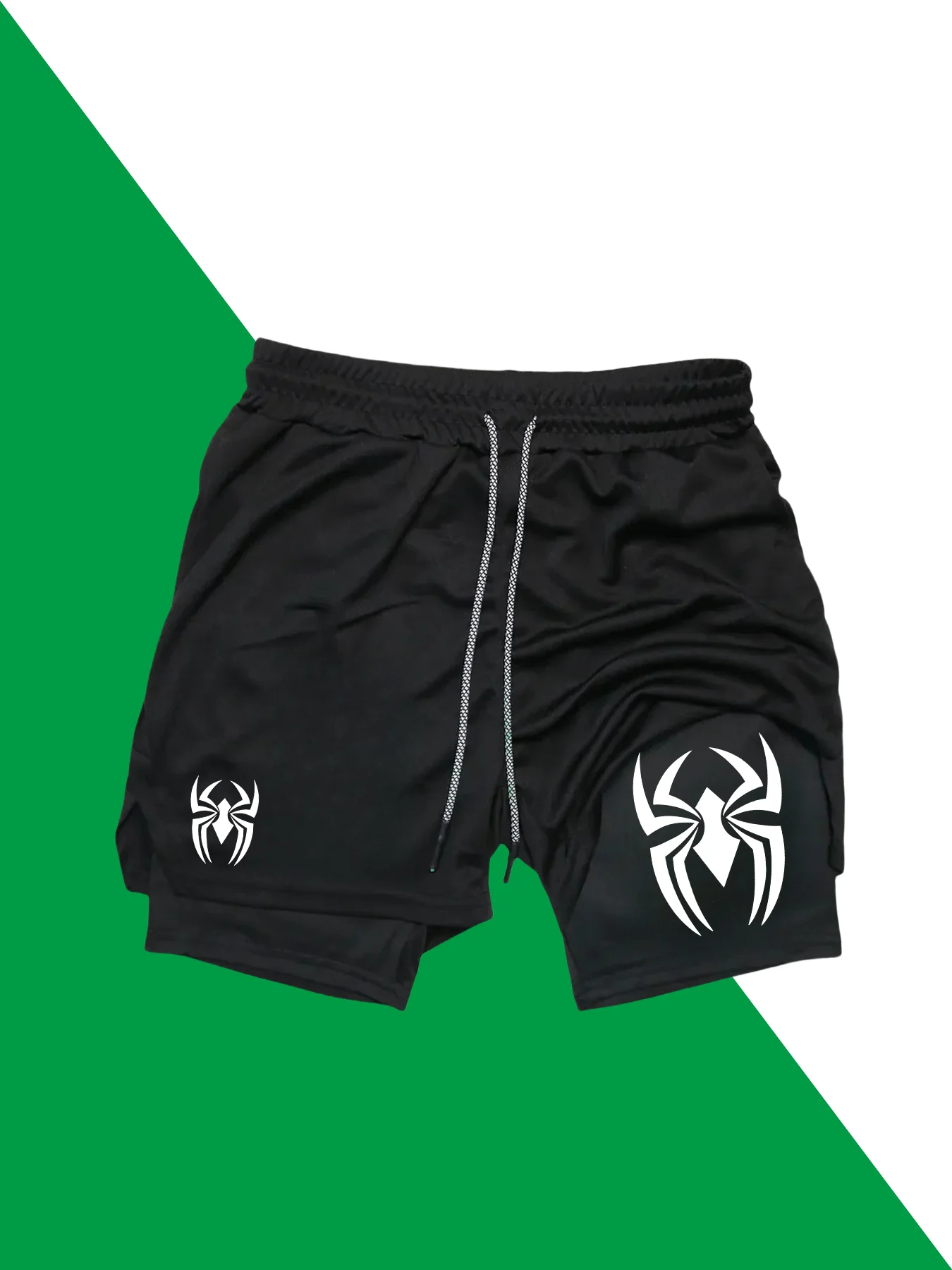 

Mobile Phone Shorts Quick-drying Breathable Men's Sports Casual Sports Shorts Exercise Exercise Grid 2-in-1 Sports Shorts