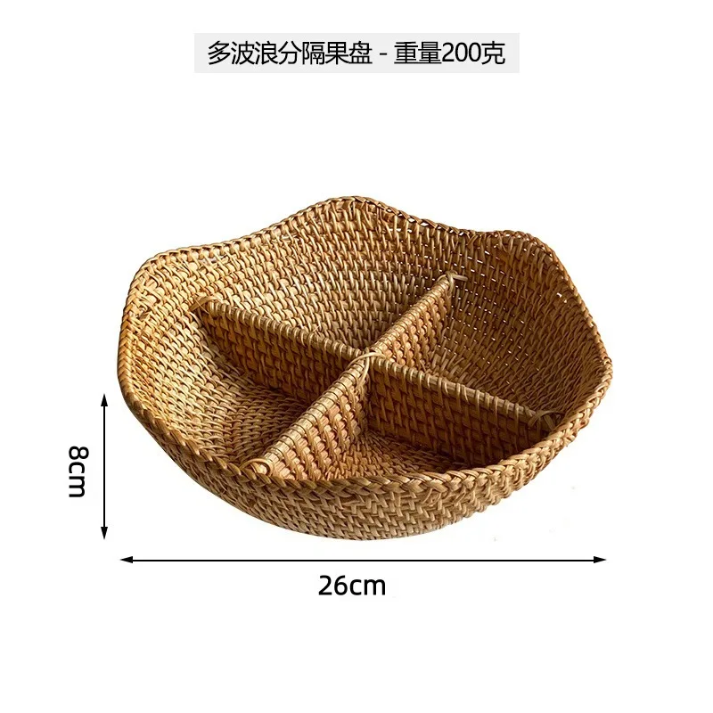 rattan woven desktop snacks, dried fruits, bread accessories, storage, living room coffee table, home creative fruit basket