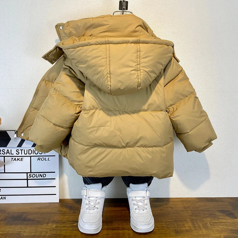 Childrens Clothing Boys Cotton Jacket 2024 Winter New Cotton Jacket Trendy Cool Baby Solid Color Loose Versatile Jacket