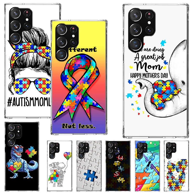 Autism Support Puzzle Phone Case For Samsung Galaxy S25 S24 S23 Ultra S22 Plus S21 S20 FE S10 + S25Ultra S24U Soft Cover Shell S