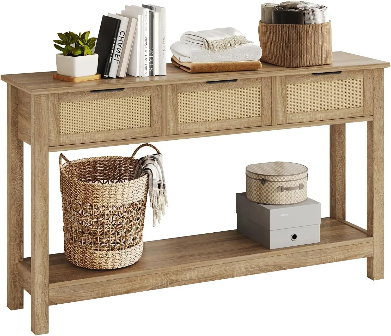 Luoxiao Rattan Console Table 3-Drawer 47
