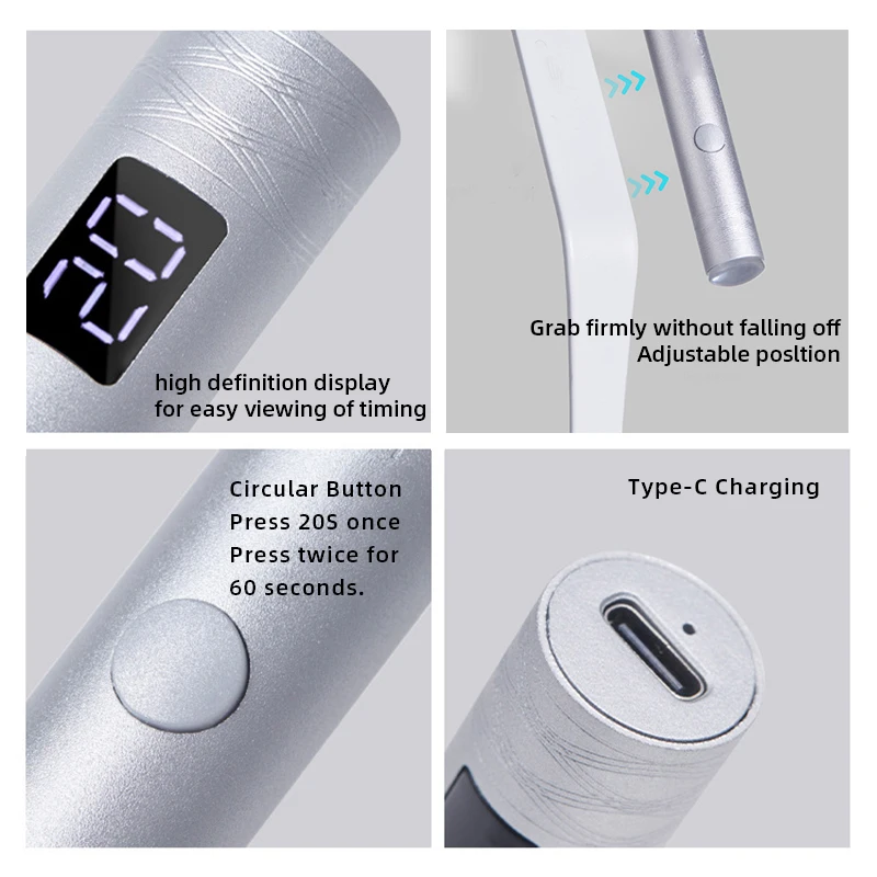 مجفف أظافر صغير بالأشعة فوق البنفسجية LED مصباح ضوء الأشعة فوق البنفسجية لطلاء الأظافر الجل مع 360 درجة °   حامل مغناطيسي للدوران، مصباح محمول سريع الجفاف