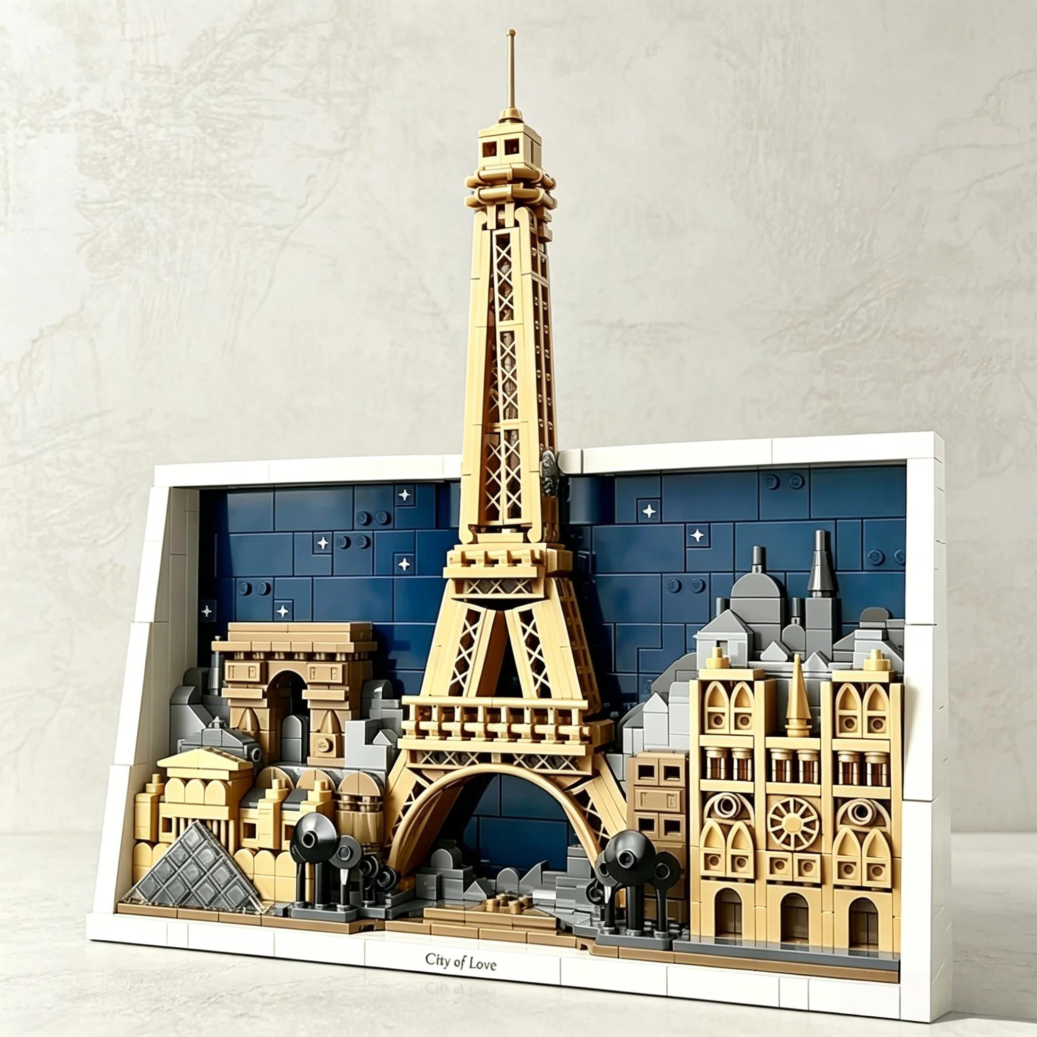 Inventario MOC, juego de ladrillos de construcción creativos de la ciudad romántica de París, 958 piezas, modelo de decoración para el hogar, regalos para fiestas de cumpleaños