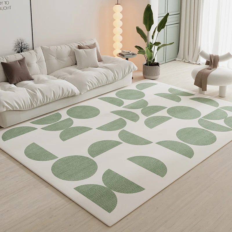 Carpets for Living Room Green Geometric Pattern Bedroom Decor Carpet Modern Minimalist Decoration Home Mechanical Wash Rugs