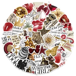 10/30/50PCS Y2k Stickers Gold&Red Lucky Girls DIY PVC Stickers Scrapbooking Phone Luggage Skateboard Waterproof Coquette Decals