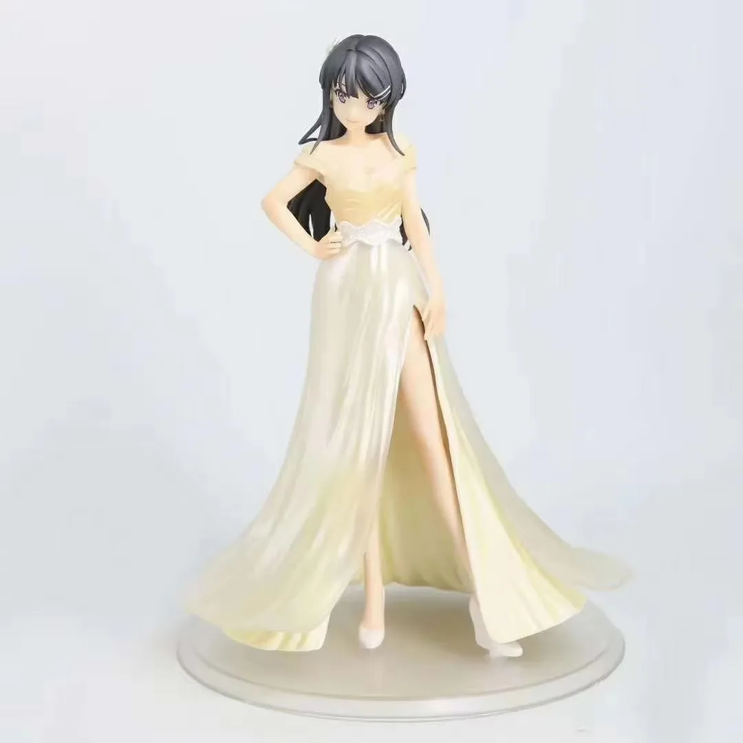 

Модель-кукла Сакураджима Май в свадебном платье, стоящая в позе, в образе школьницы-подростка, подарок на день рождения