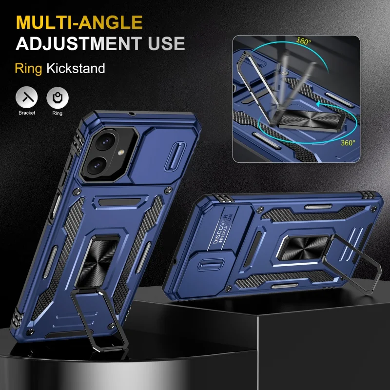 For Samsung Galaxy A07 4G SM-A075F/DS Case Holder Phone Case - Wireless Charging Military Drop Resistance Cover