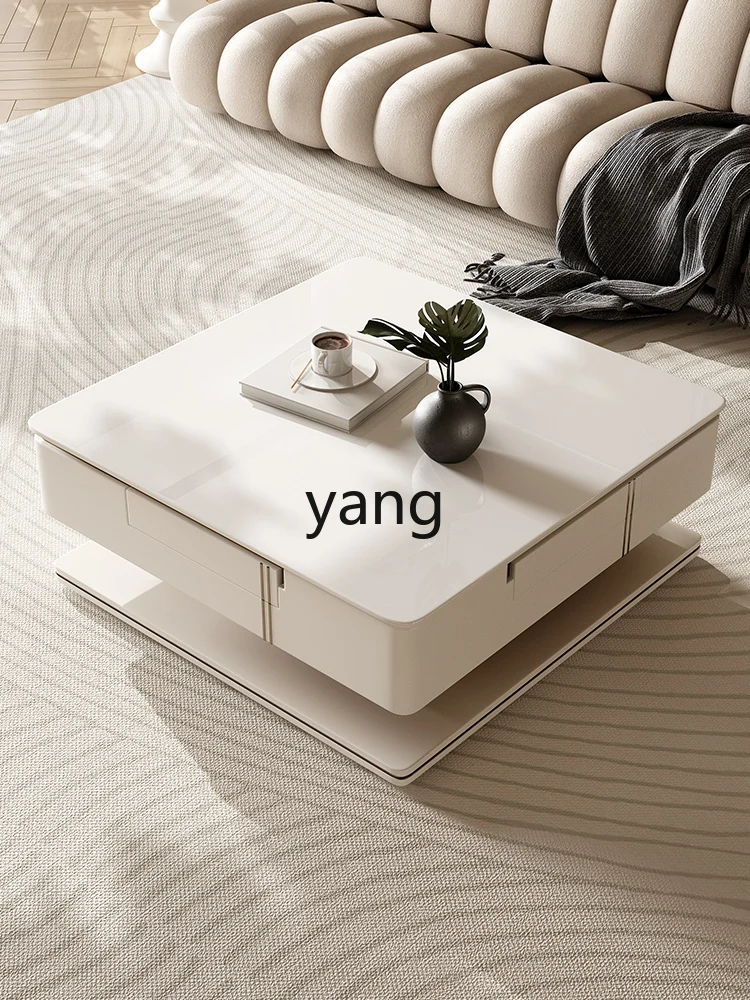 Yjq，Lifting Coffee Table Mahjong Table Stone Plate Dining Table Dual-Purpose in One Living Room Small Apartment Multi-Functional