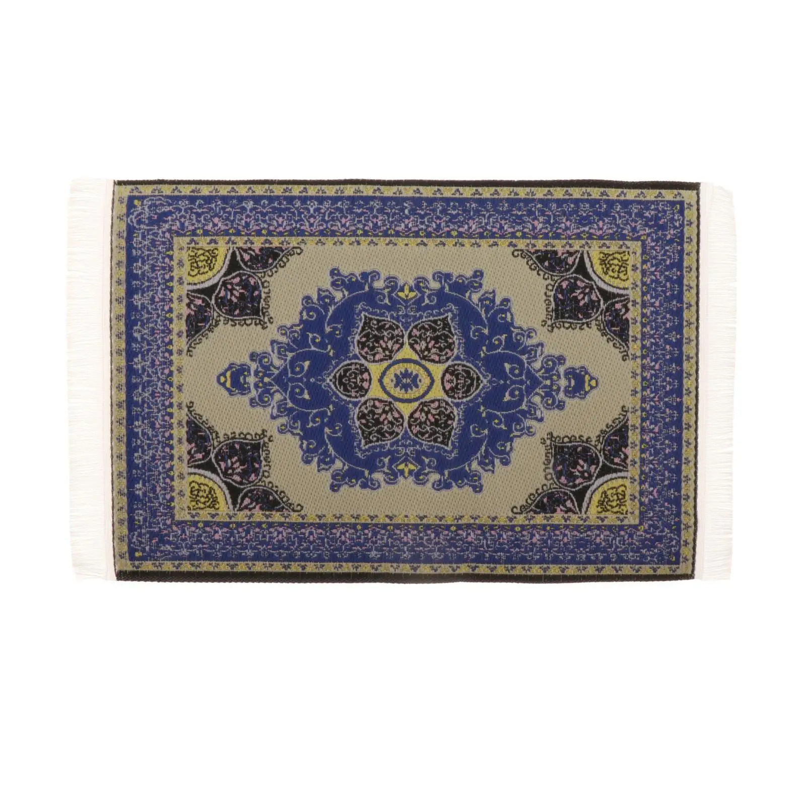 1:12 刺繍ドールハウスラグ床材家具タッセル付きドールハウス