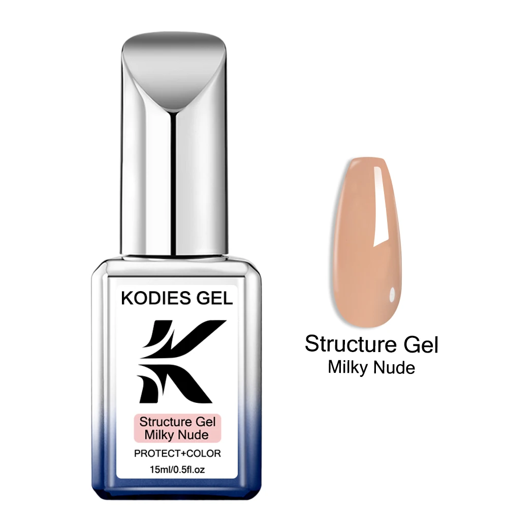 KODIES GEL Milky Nude Gel Nail Polish Color Rubber Base Coat 15ML Vernis Semi Permanent UV/LED  Natural Camouflage Structure Gel