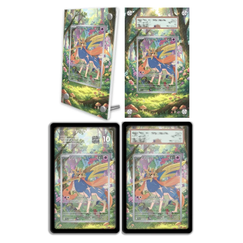 display-de-arte-anime-para-pokemon-zacian-mega-evolution-estojo-protetor-de-acrilico-para-arte-de-jogo-de-anime-expandida-chaveiro-brinquedos-de-nivel-de-avaliacao