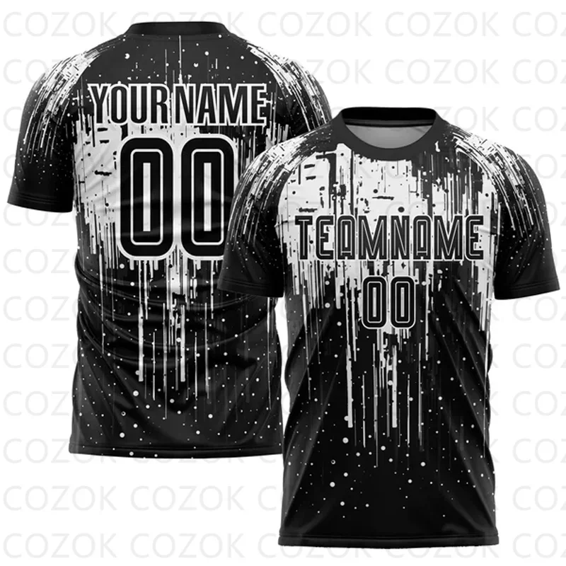 Customized Black Red Football Jerseys for Men Unisex Football Short Sleeves Athletic Tee Shirts image 2
