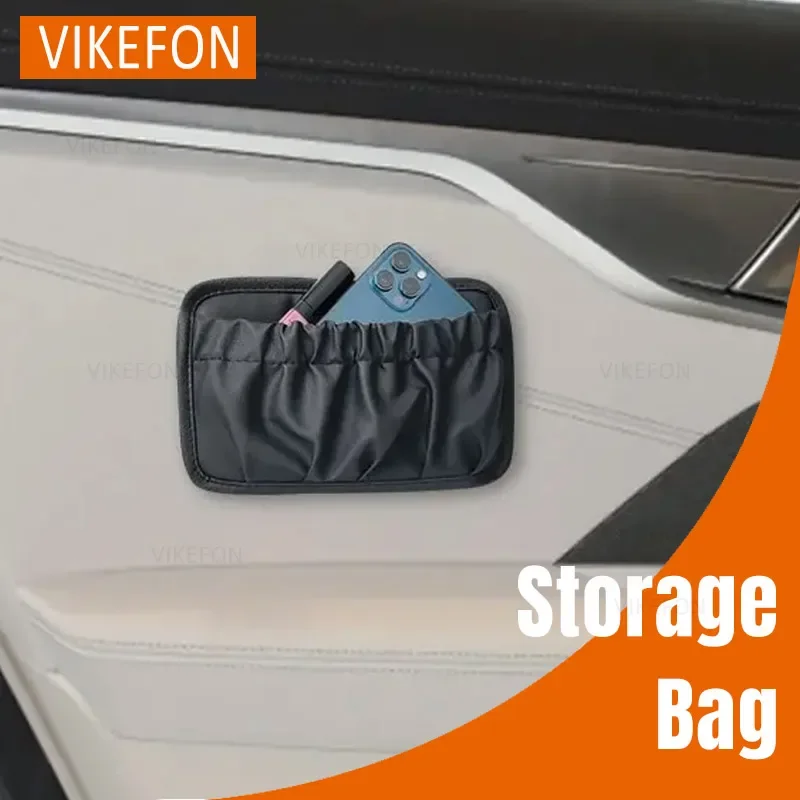 Car Leather Adhesive Multifunctional Storage Bag Car Interior Miscellaneous Storage for Card Smartphone Storage Box