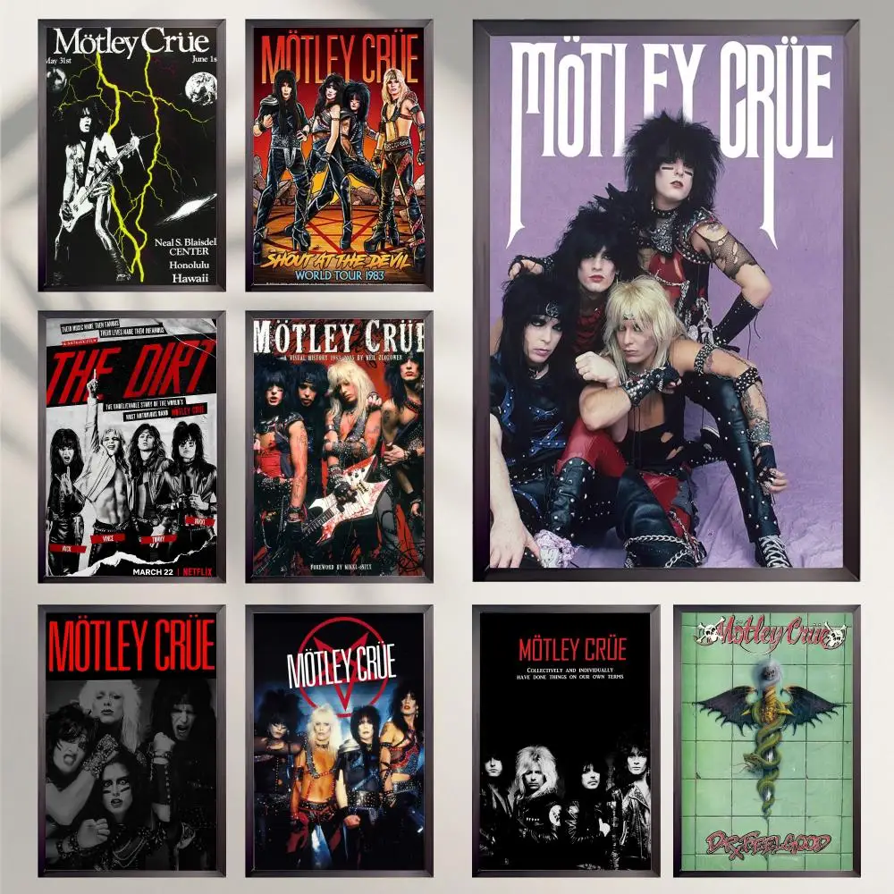 Beliebtes Band Motley Crues Retro-Poster, HD, vielseitig, wasserfest, Wanddekoration, selbstklebend, perfekt für jeden Raum und ideales Geschenk
