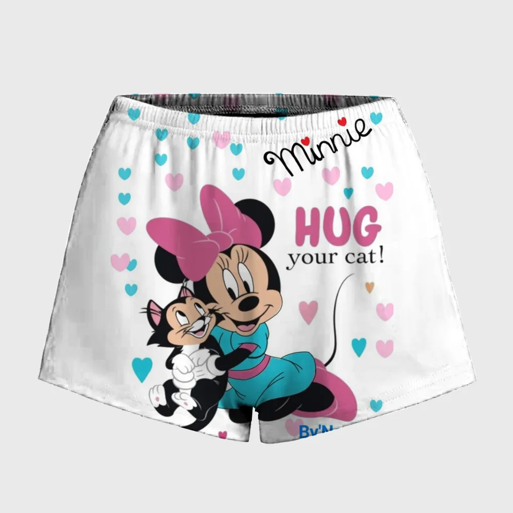 Damskie krótkie legginsy sportowe z nadrukiem Disneya Myszka Miki i Minnie, elastyczne, miękkie, cienkie, do noszenia na co dzień. ﻿