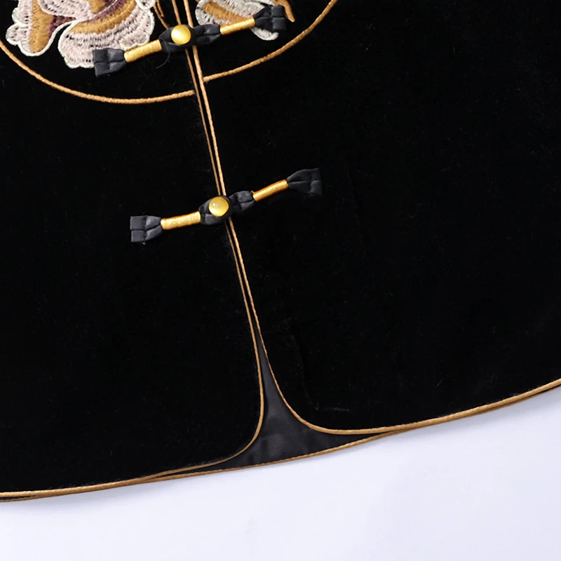 Women Retro Floral Coat 2025 Spring Elegant Stand Collar Gold Velvet Cardigan Female Chinese Traditional Embroidery Outwear