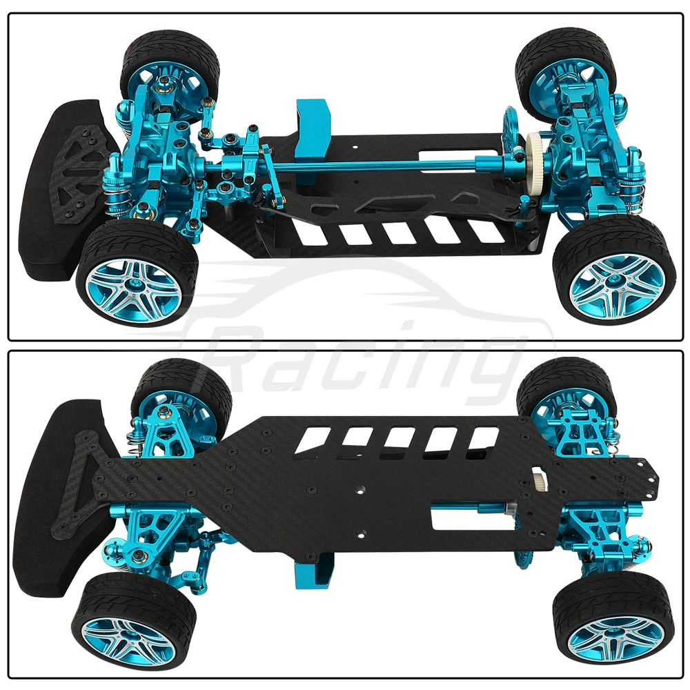 Metal Alloy & Carbon Fiber Frame Chassis with Shock Absorbers Wheels Belt Drive For Tamiya TT02 TT-02 1/10 RC Car Upgraded Parts